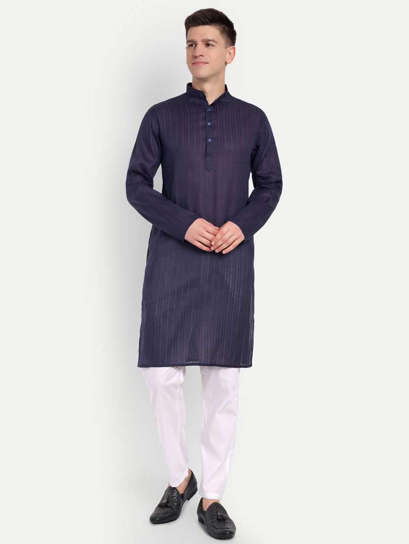 men mandarin neck kurta with trousers ethnic wear set