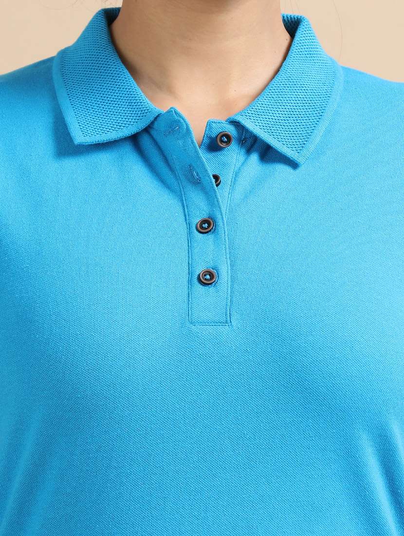 women solid short sleeve slim fit polo t-shirt - 21939606 -  Standard Image - 2