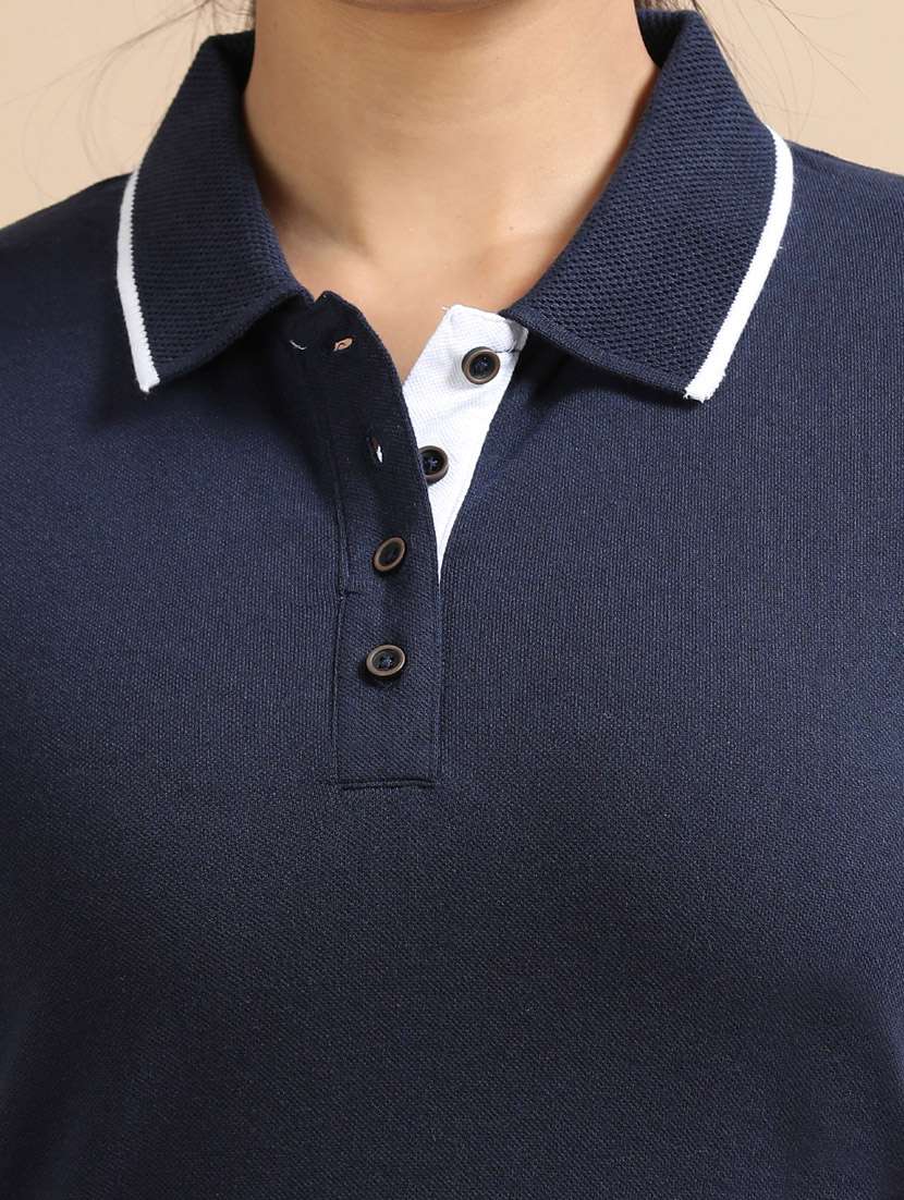 women solid short sleeve slim fit polo t-shirt - 21939611 - Standard Image - 2