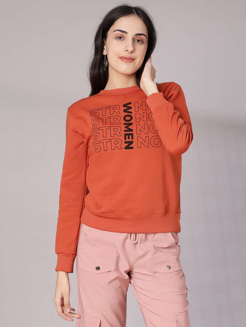 women chest print long sleeve sweatshirt