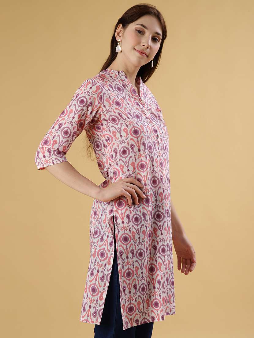 women printed three quarter sleeve straight kurta - 21939781 - Standard Image - 2
