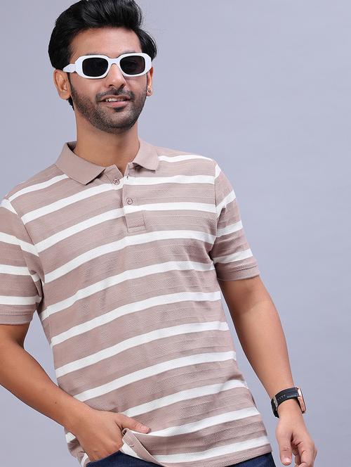 men striped short sleeve regular fit polo t-shirt - 21939820 - Standard Image - 0