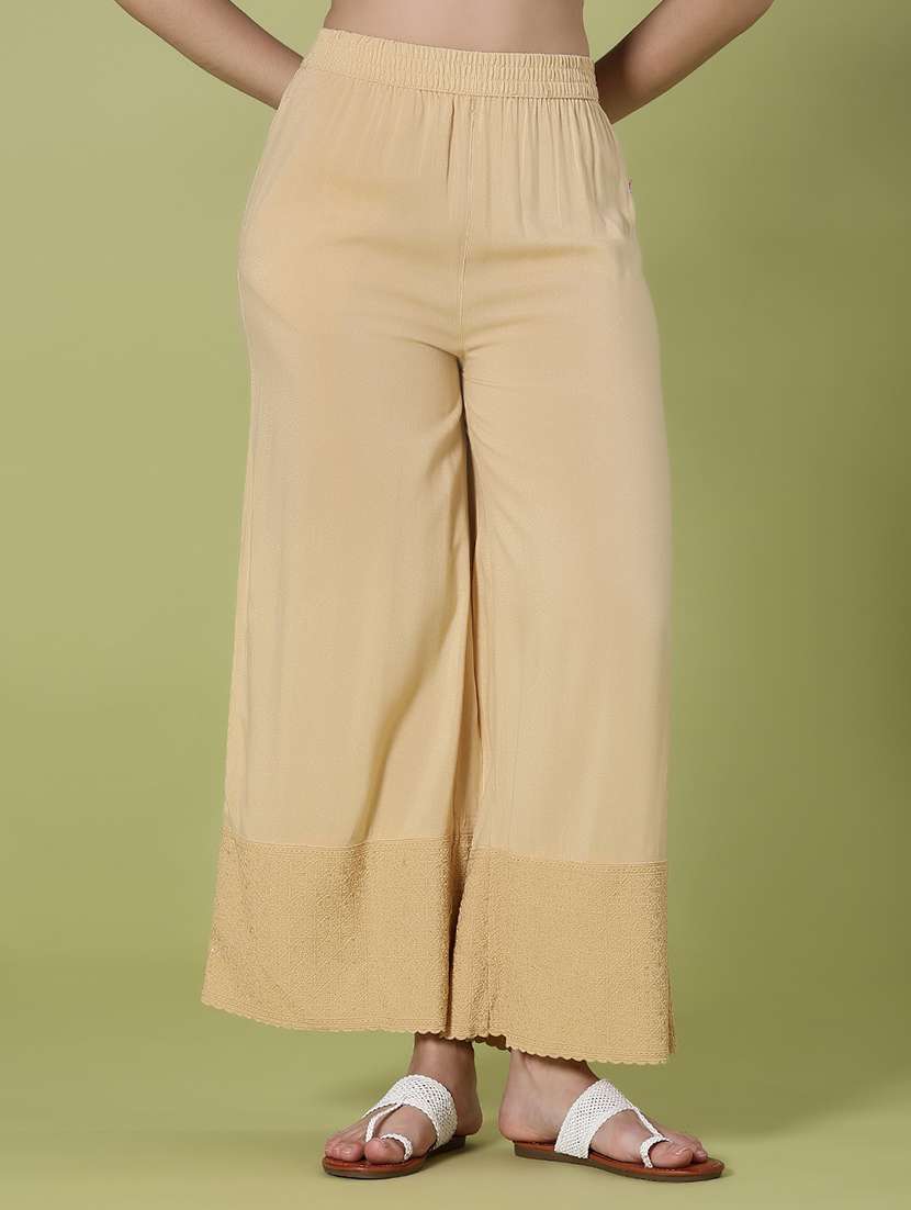 women beige rayon palazzo