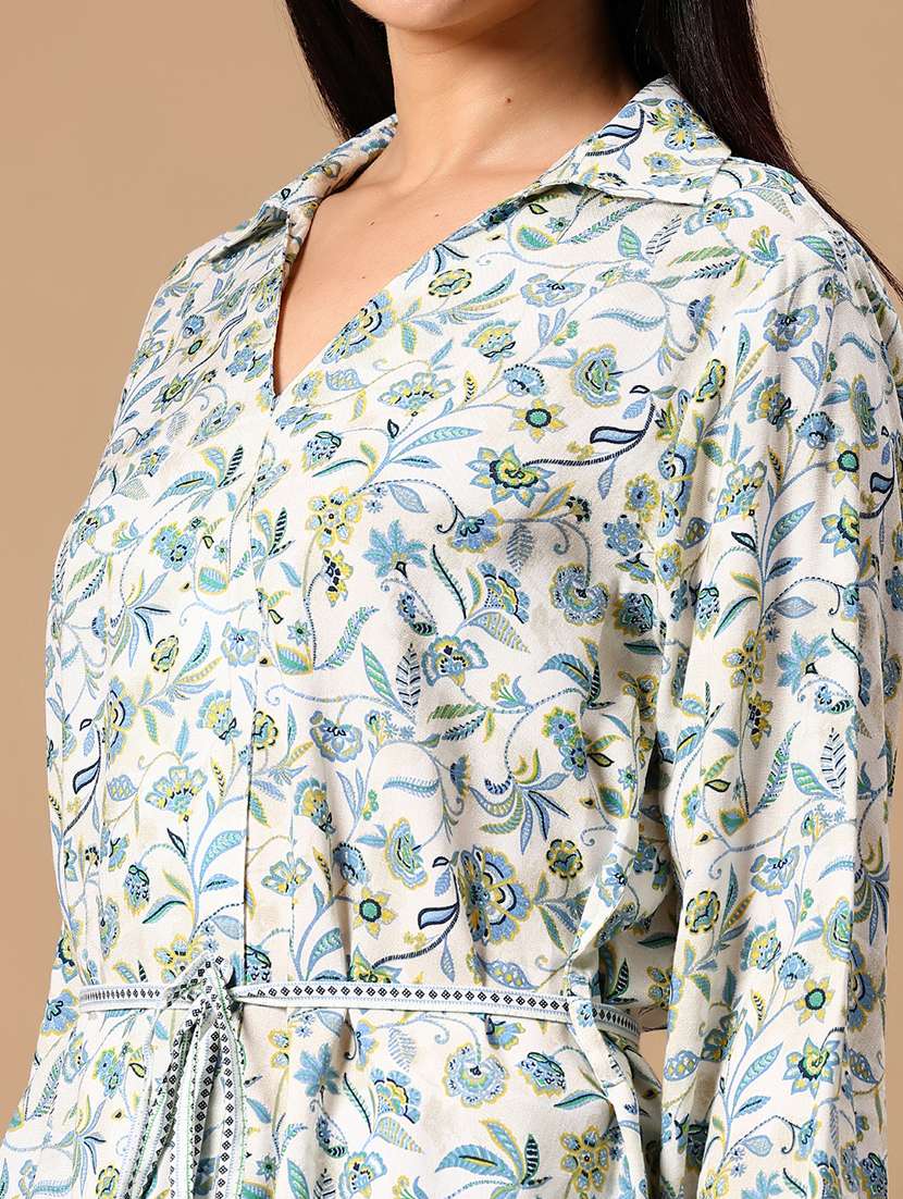 women white floral printed long sleeve long top - 21940160 - Standard Image - 2