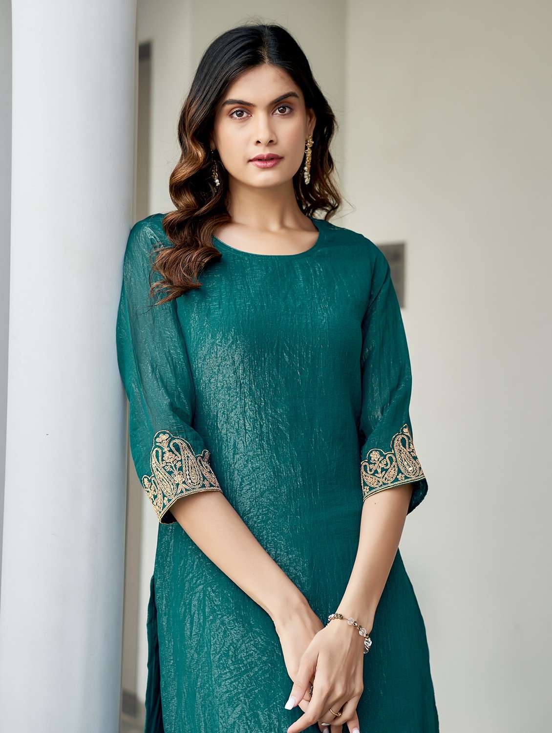 women embellisged kurta and palazzo set - 21940214 -  Standard Image - 2