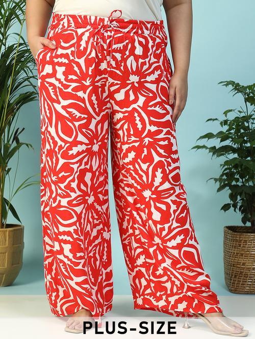women plus size printed flared palazzo - 21940218 - Standard Image - 0