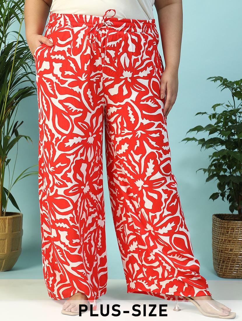 women plus size printed flared palazzo - 21940218 - Zoom Image - 0