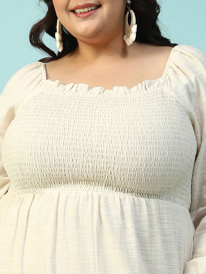 women plus size solid long sleeve tiered dress - 21940228 -  Standard Image - 2