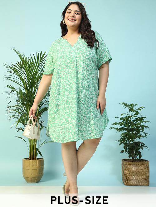 women plus size floral print a-line dress - 21940231 - Standard Image - 0
