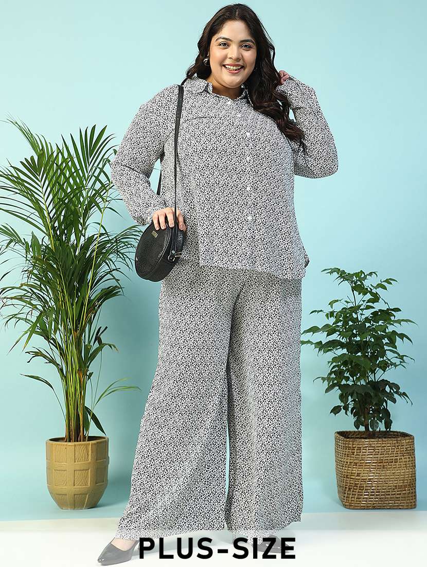 women plus size collared animal print long sleeve shirt