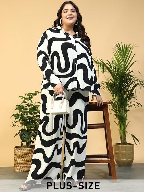 women plus size collared printed long sleeve shirt - 21940242 - Standard Image - 0