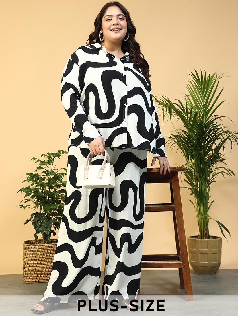 women plus size collared printed long sleeve shirt - 21940242 - Zoom Image - 0