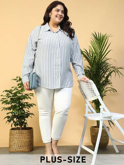 women plus size striped printed long sleeve shirt - 21940244 -  Standard Image - 0