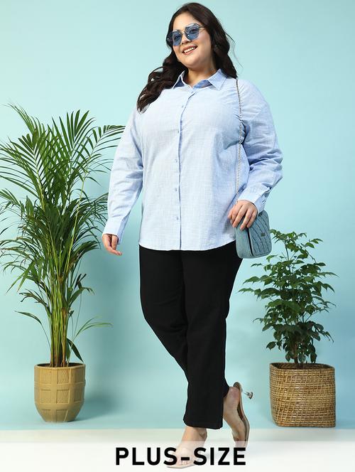 women plus size collared checkered long sleeve shirt - 21940246 - Standard Image - 0