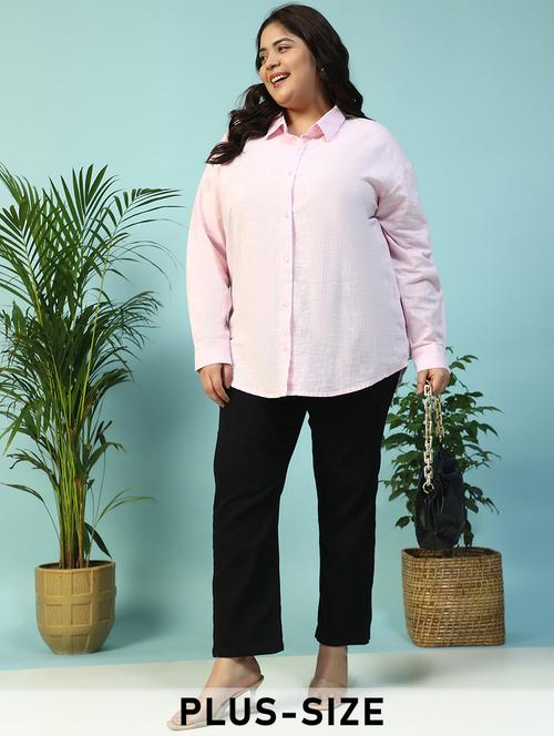 women plus size collared checkered long sleeve shirt - 21940247 - Standard Image - 0