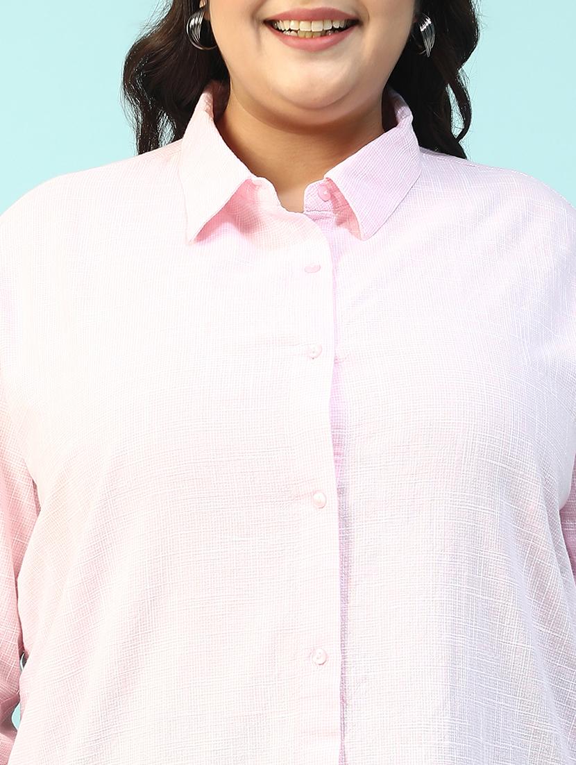 women plus size collared checkered long sleeve shirt - 21940247 - Standard Image - 2
