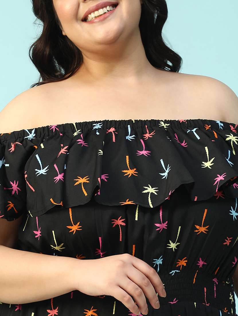 women plus size printed off shoulder romper  - 21940253 -  Standard Image - 2