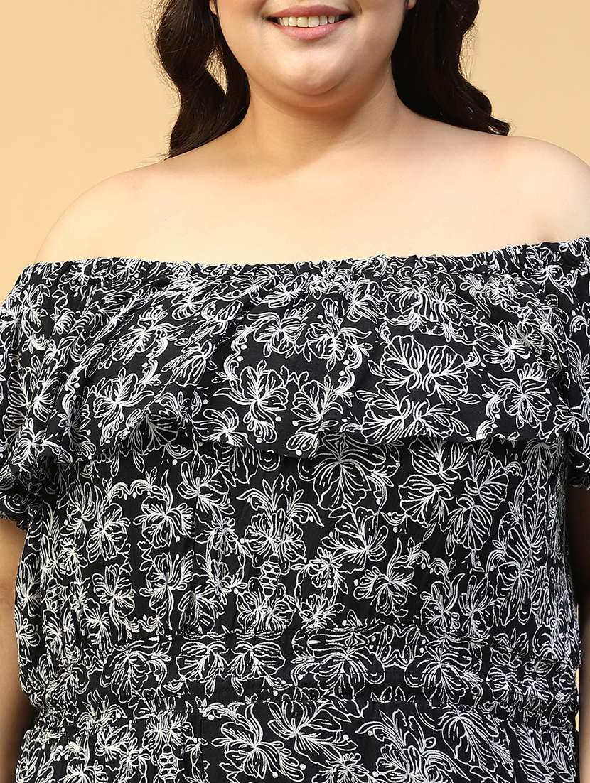 women plus size printed off shoulder romper  - 21940254 -  Standard Image - 2