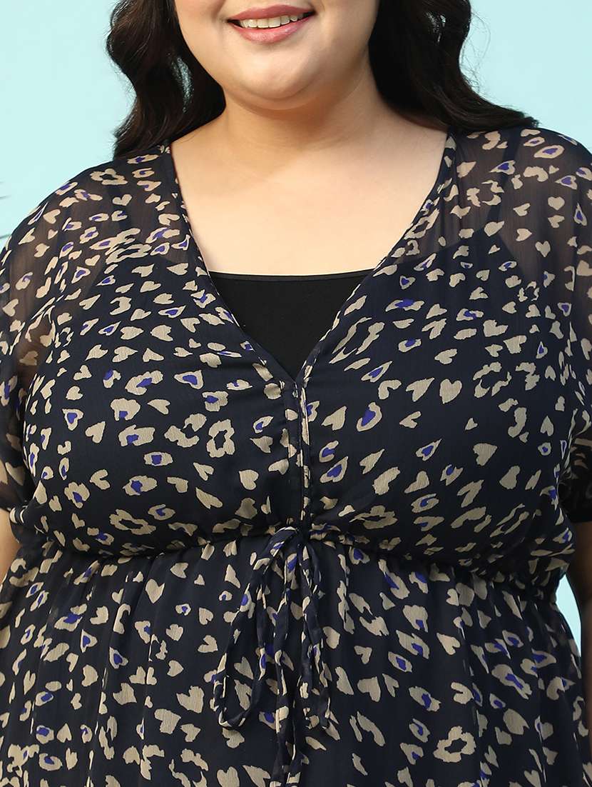 women plus size animal print long sleeve shirt dress - 21940258 -  Standard Image - 2