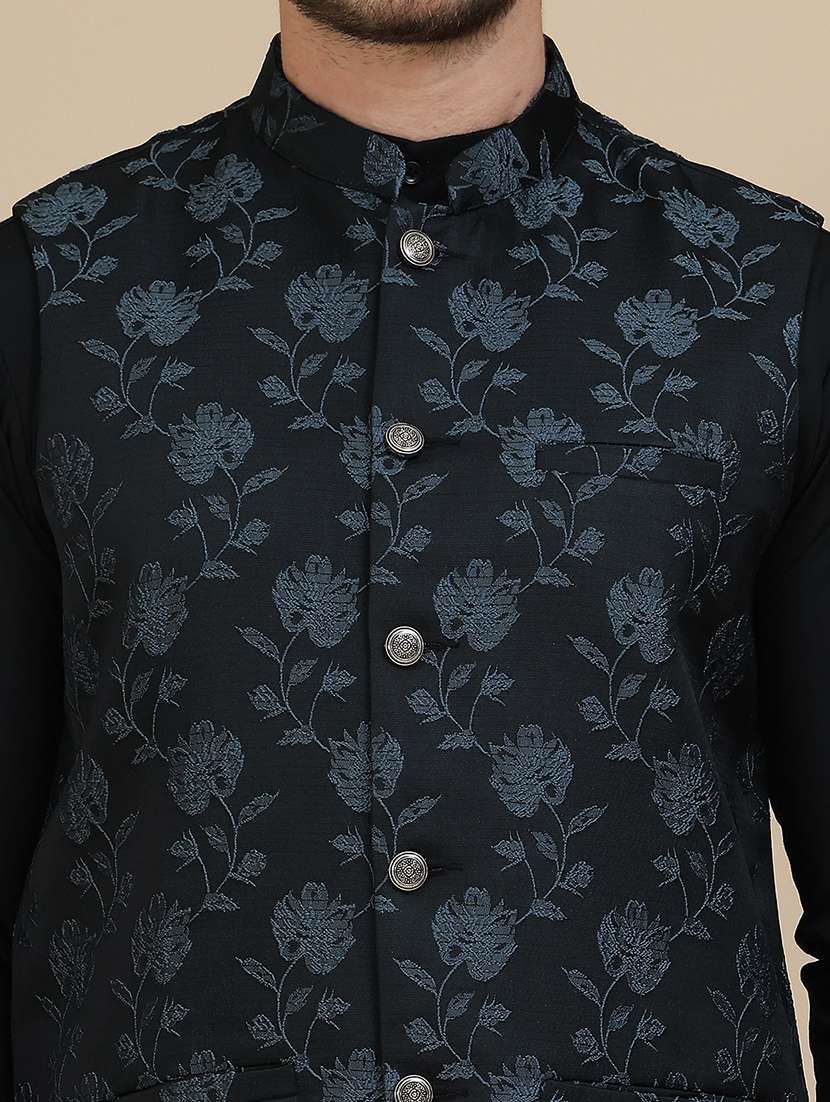 men mandarin neck regular fit nehru jacket - 21940270 -  Standard Image - 2