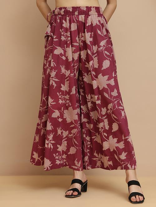 women printed mid rise flared palazzo - 21940413 -  Standard Image - 0
