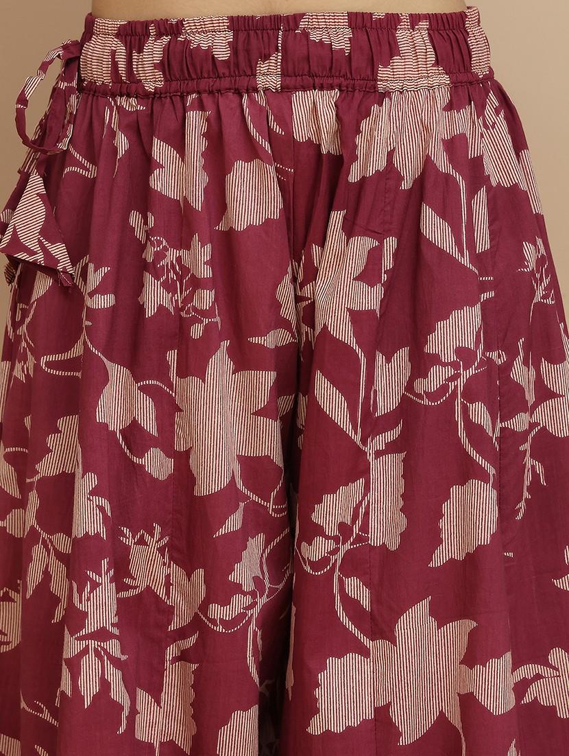 women printed mid rise flared palazzo - 21940413 - Standard Image - 2