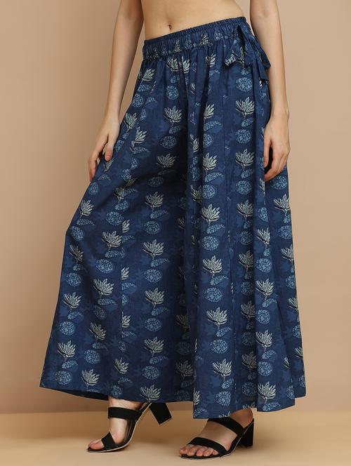 women printed mid rise flared palazzo - 21940414 -  Standard Image - 0
