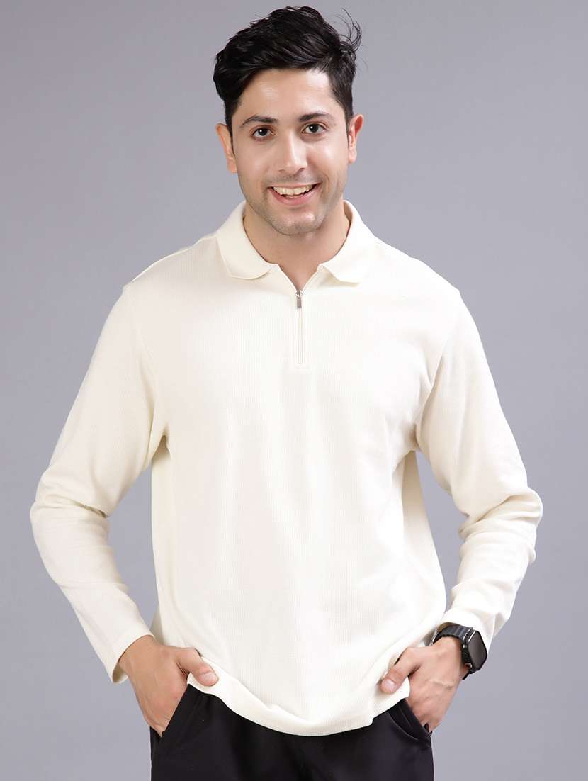men solid long sleeve regular fit polo t-shirt