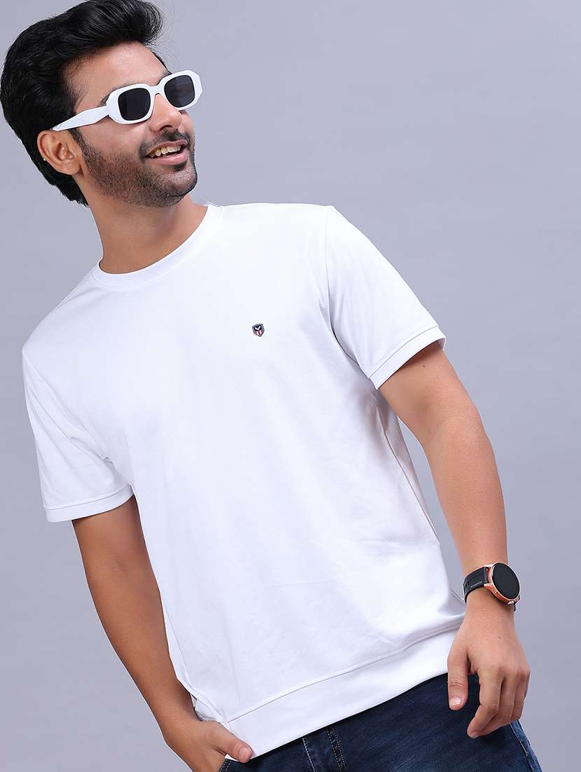 men solid short sleeve regular fit t-shirt