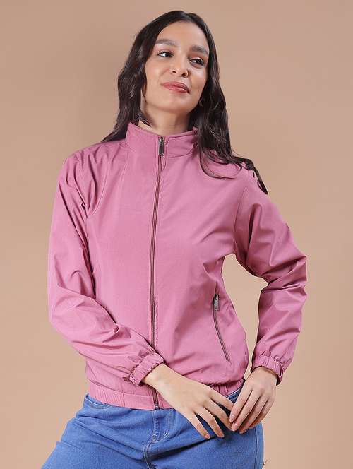 women solid long sleeve windcheater jacket - 21940619 -  Standard Image - 0