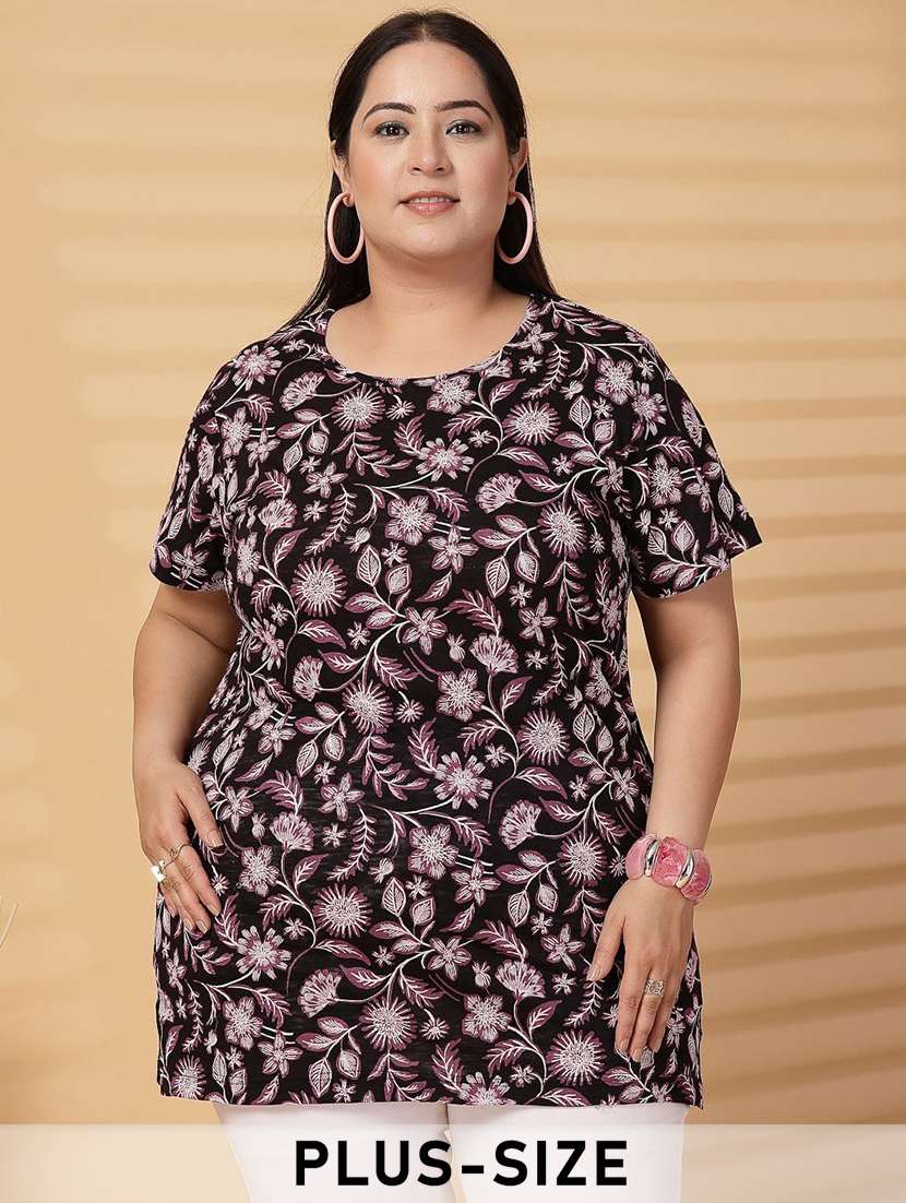 women plus size printed short sleeve t-shirt