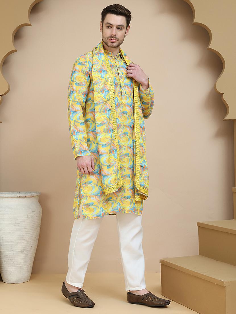 men mandarin neck kurta pyjama ethnic wear set - 21940877 - Zoom Image - 0