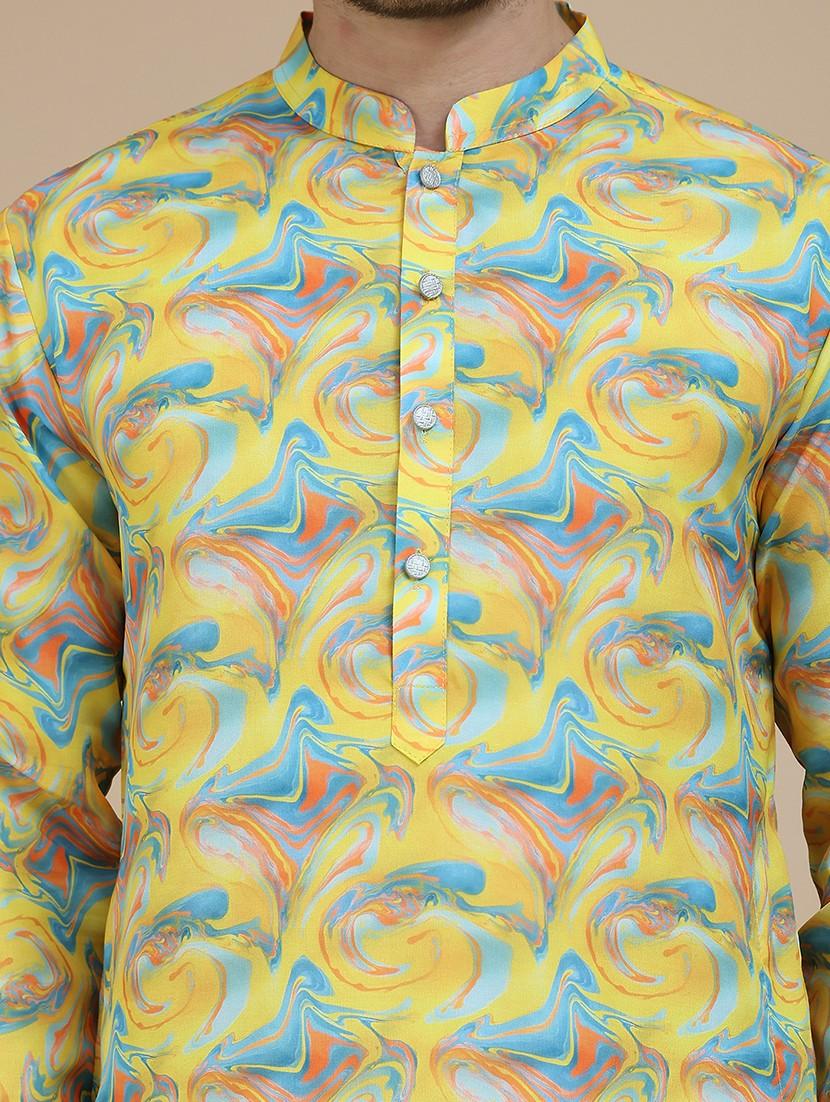 men mandarin neck kurta pyjama ethnic wear set - 21940877 - Standard Image - 2