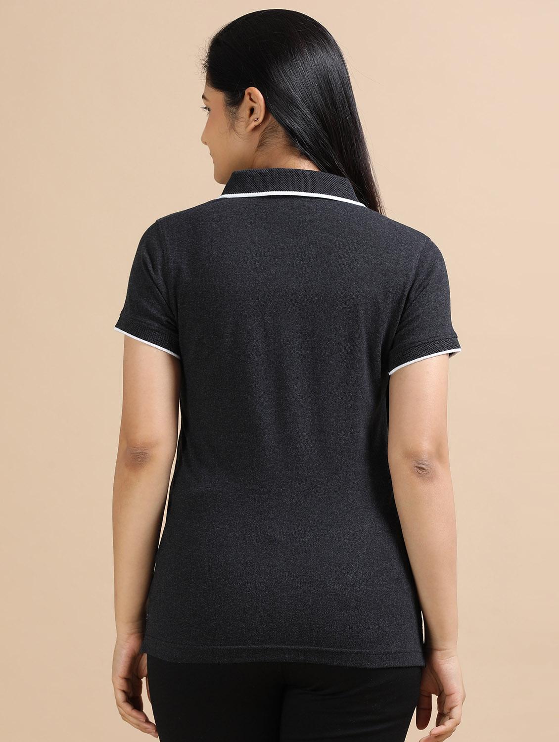 women solid short sleeve slim fit polo t-shirt - 21940986 - Standard Image - 2