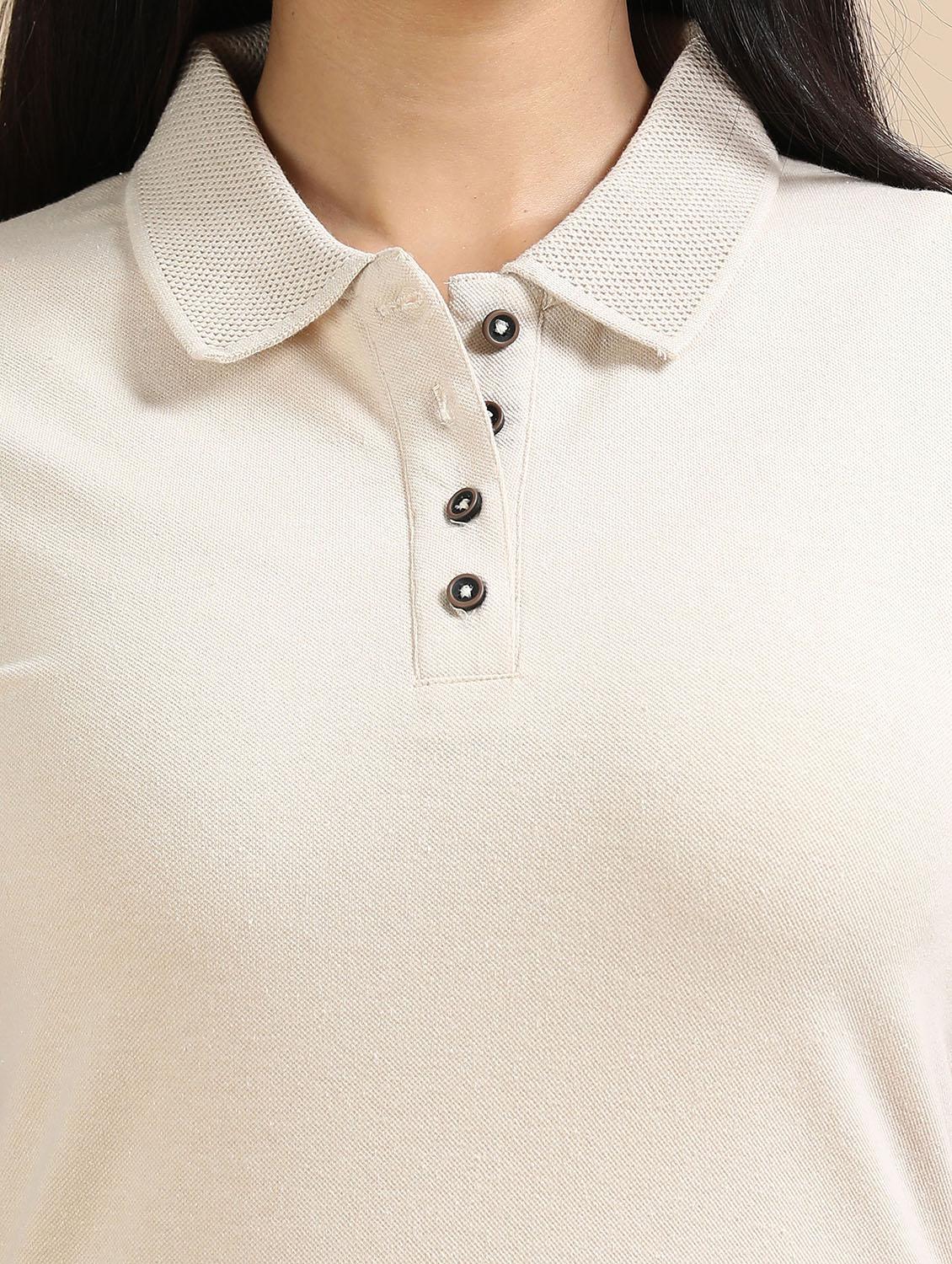 women solid short sleeve slim fit polo t-shirt - 21940990 - Standard Image - 2