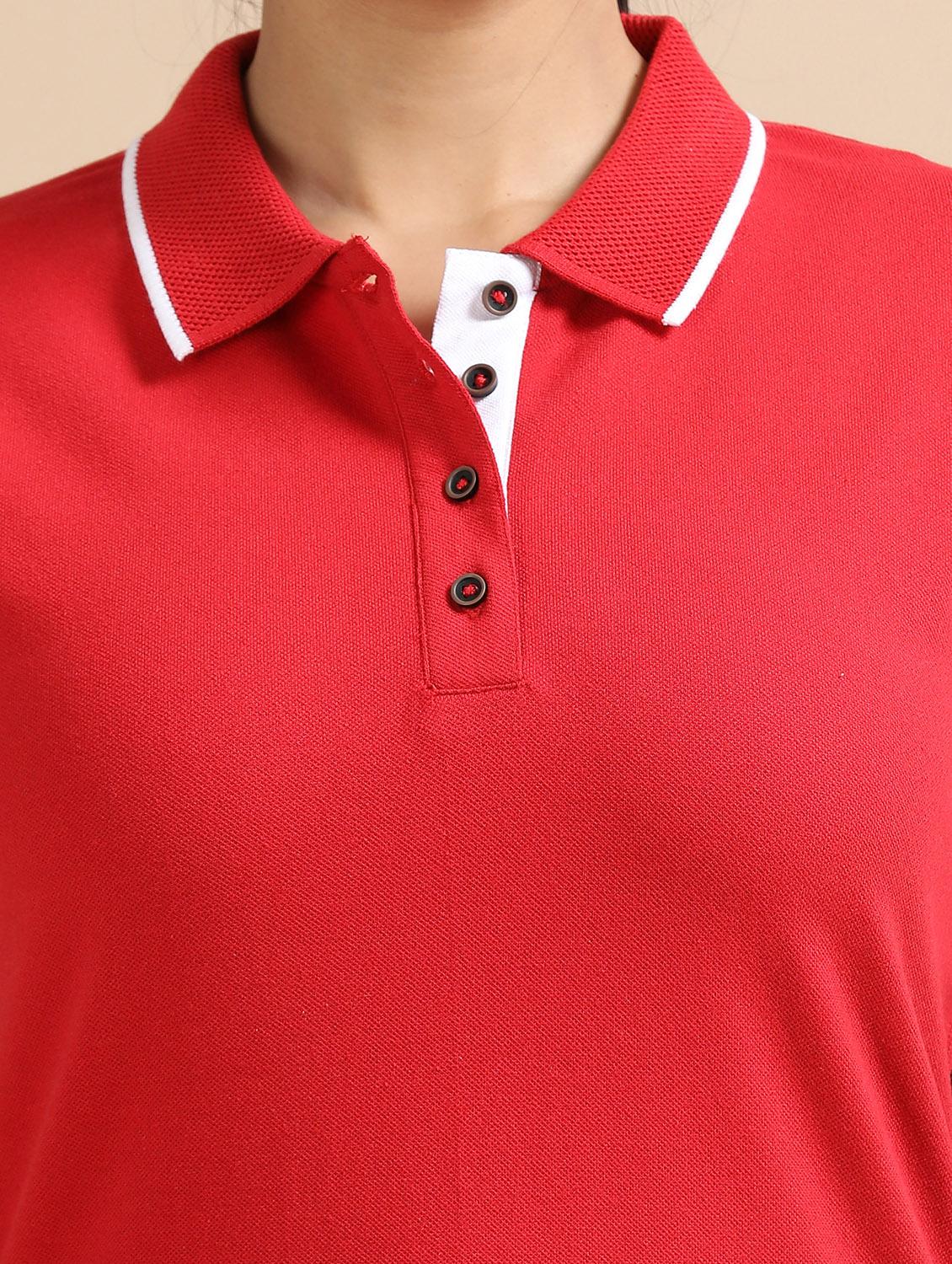 women solid short sleeve slim fit polo t-shirt - 21940991 - Standard Image - 2