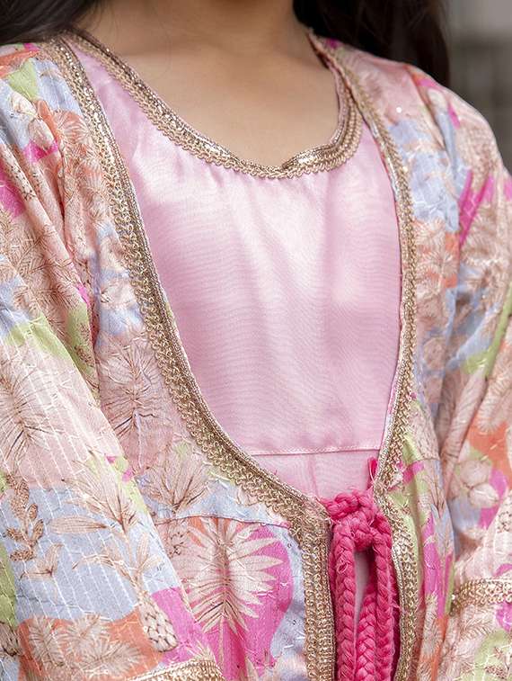 girls pink printed long sleeve anarkali kurta - 21941000 -  Standard Image - 2