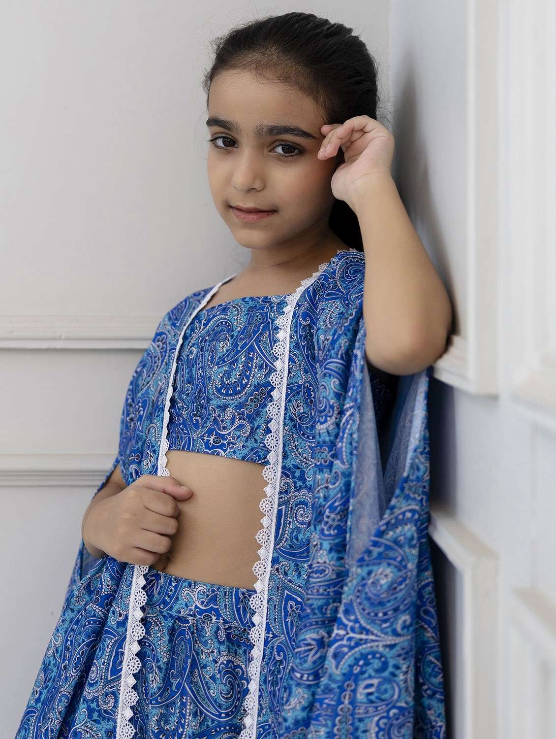 girls blue paisley print sleeveless fusion set - 21941003 -  Standard Image - 2