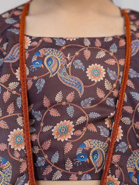 girls brown floral printed sleeveless fusion set - 21941005 - Standard Image - 2