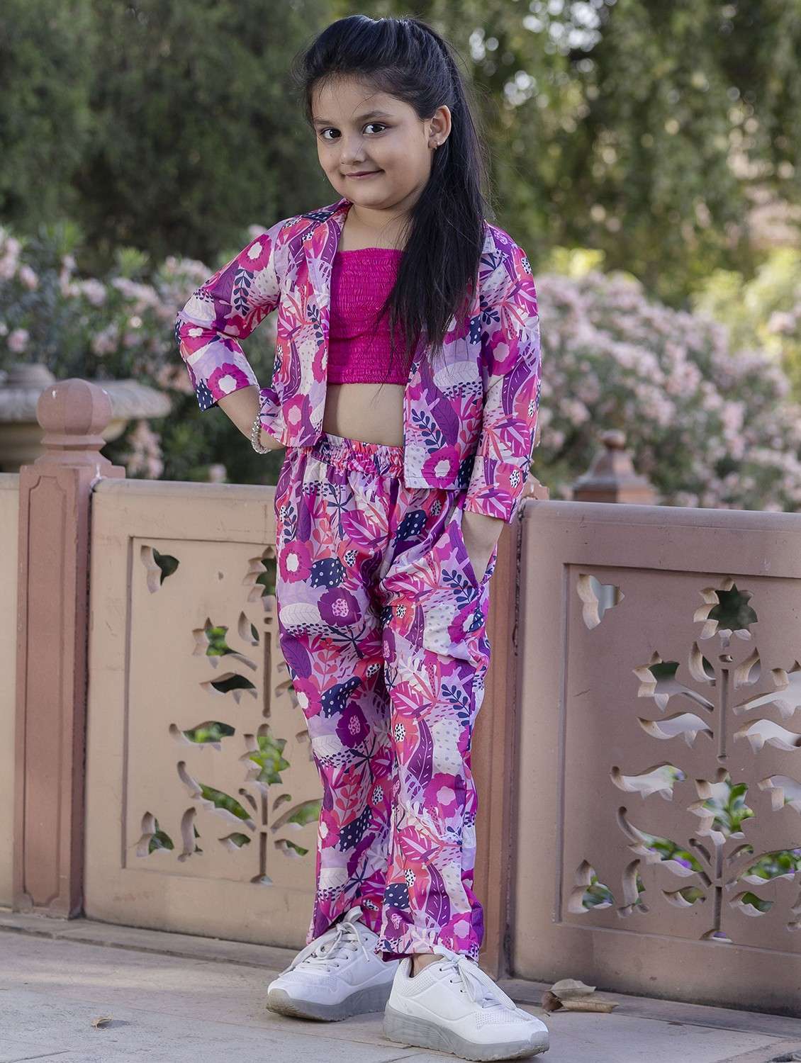 girs floral printed top & trouser co-ords set