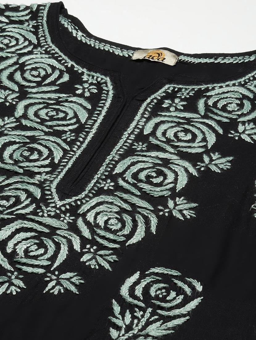 women chikankari long sleeve straight kurta - 21941016 - Standard Image - 2