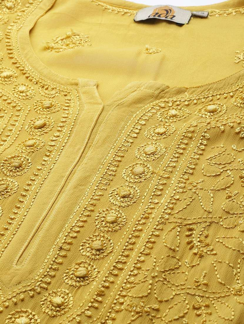 women chikankari long sleeve straight kurta - 21941023 - Standard Image - 2