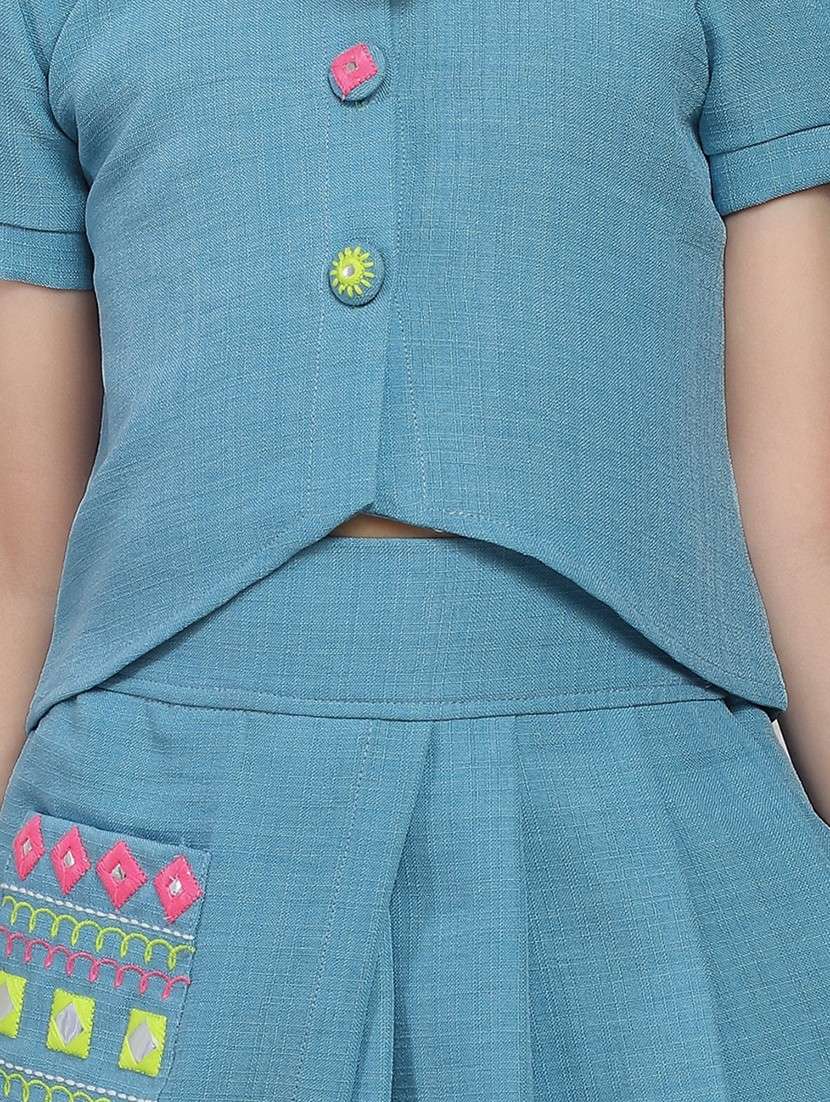 girls embroidered top and skirt co-ord set - 21941025 - Standard Image - 2