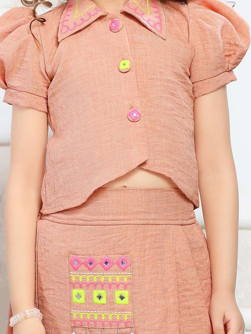girls embroidered top and skirt co-ord set - 21941028 -  Standard Image - 2