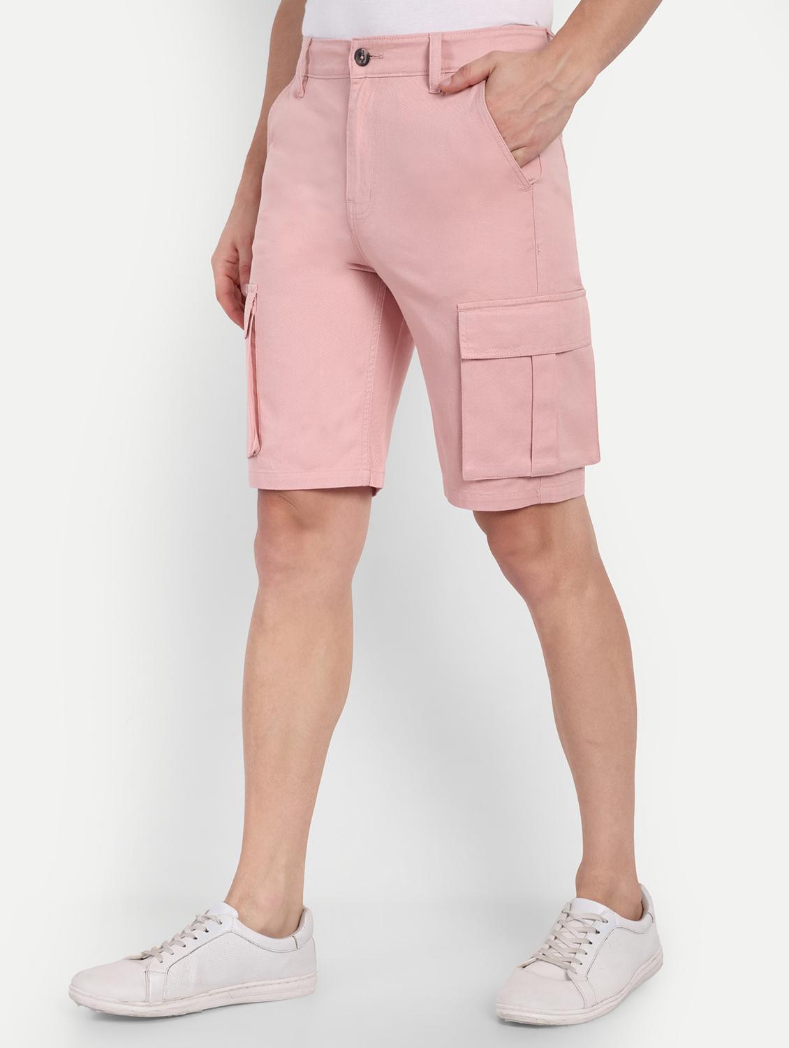 men solid mid rise regular fit cargo short
