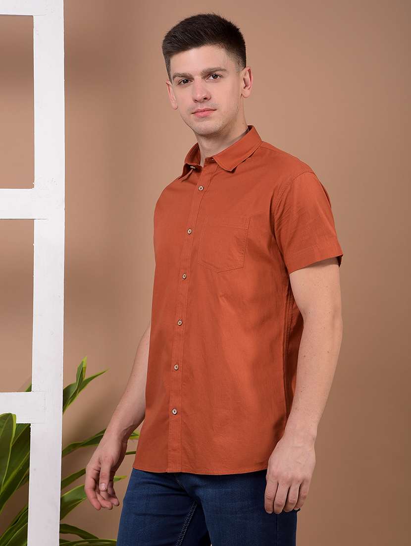 men solid short sleeve regular fit casual shirt - 21941080 - Standard Image - 2