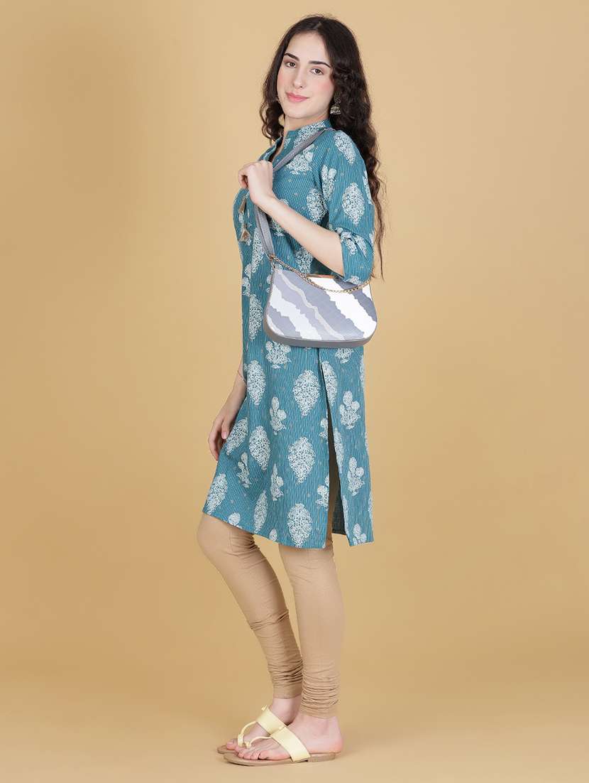 women printed three quarter sleeve straight kurta - 21941280 - Standard Image - 2