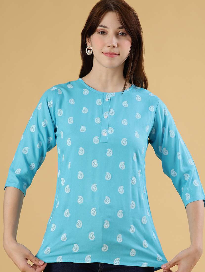 women printed three quarter sleeve kurti - 21941330 -  Standard Image - 2