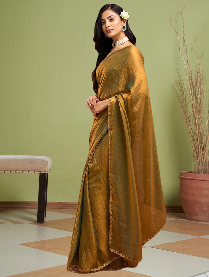 women solid with bordered embellished saree with blouse - 21941344 - Standard Image - 2