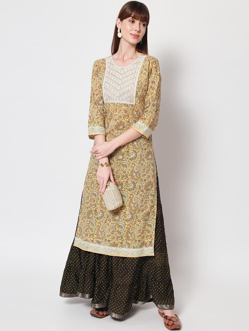 women three quarter sleeve straight kurta - 21941363 -  Zoom Image - 0